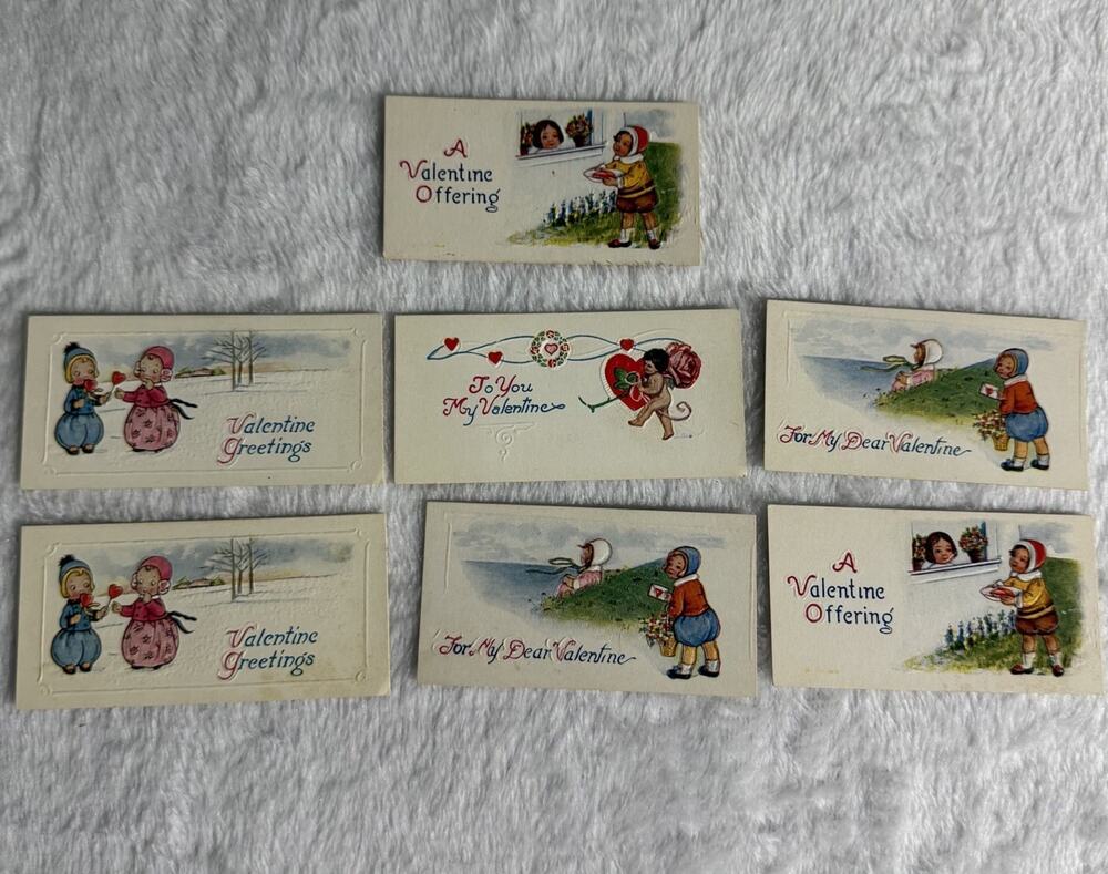 Lot Vtg Antique Embossed Valentine's Day Cards Calling Card Mini Early 1900s New